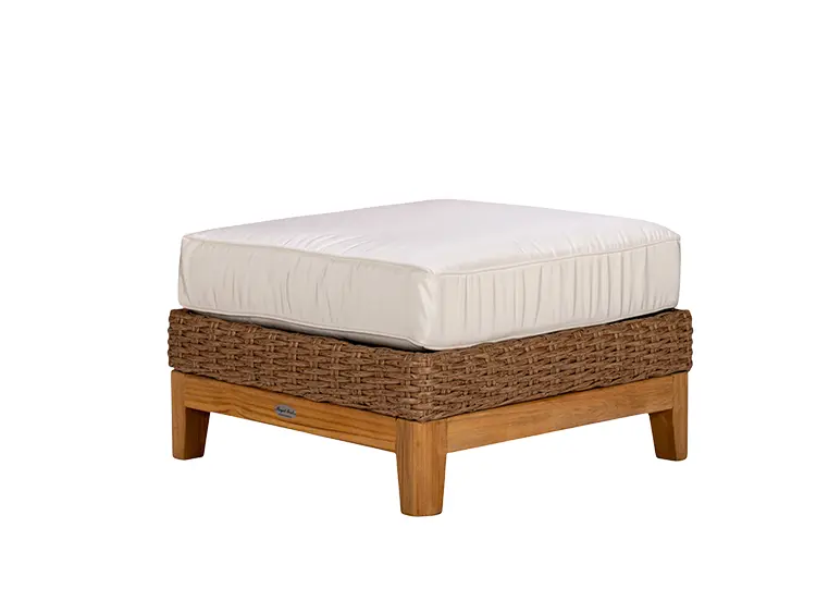 Boca Ottoman - Honey Wicker / White Cushion